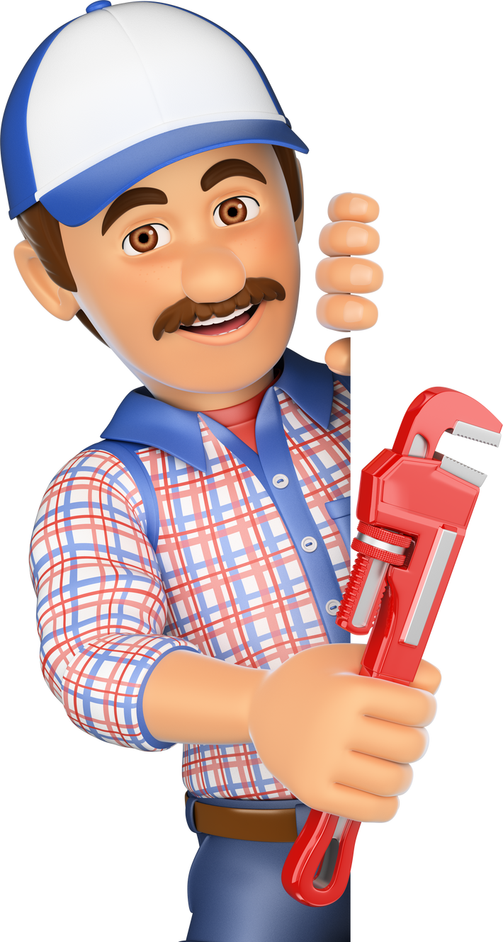 3D Plumber with a Pipe Wrench